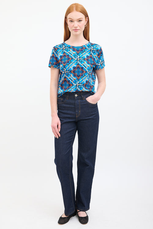 Hermès Blue & Multi Graphic Print T-Shirt