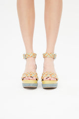 Hermès Blue & Multicolour Ines Woven Espadrille Sandal