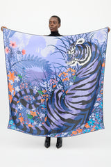 Hermès Blue & Multicolour Cashmere & Silk Tyger Tyger 140 Shawl