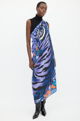 Hermès Blue & Multicolour Cashmere & Silk Tyger Tyger 140 Shawl