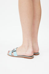 Hermès Blue Oran Leather Leaf Sandal