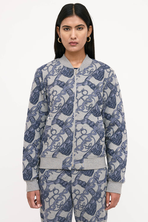 Hermès Grey & Blue Cotton Printed Co-Ord Set