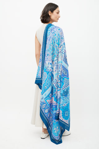 Hermès Blue & Pink Aux Portes de Palais 140 Scarf