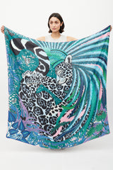 Hermès Blue & Green Jaguar Quetzal 140 Scarf