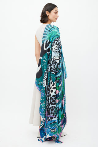 Hermès Blue & Green Jaguar Quetzal 140 Scarf