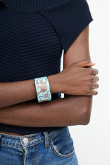 Hermès Teal & Multicolour Ameille GM Print Bangle