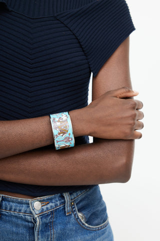 Hermès Teal & Multicolour Ameille GM Print Bangle