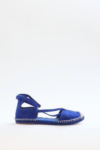 Hermès Blue Suede Strappy D'Orsay Espadrille