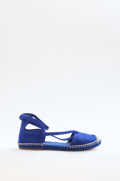 Hermès Blue Suede Strappy D'Orsay Espadrille