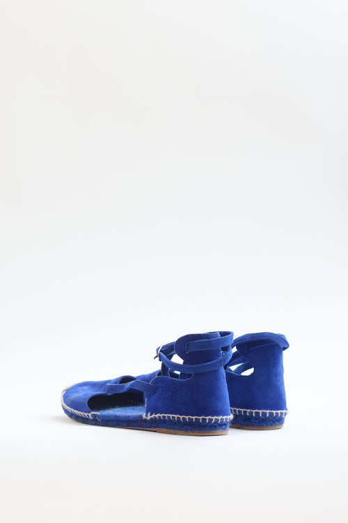 Hermès Blue Suede Strappy D'Orsay Espadrille