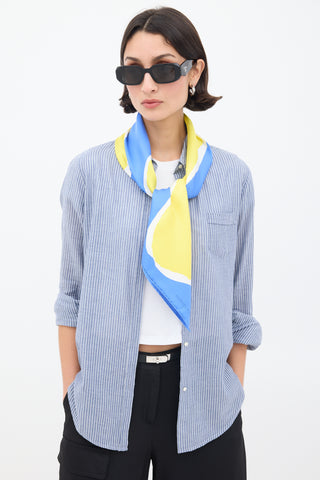 Hermès Blue & Yellow Silk Claude Viallat 90 Scarf