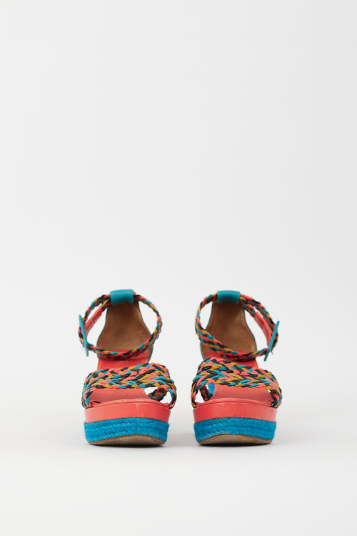 Hermès Multicolour Ines Espadrille Wedge Sandal