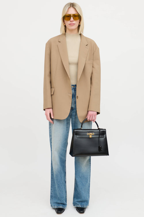 Hermès1998 Noir Box Kelly 32 Sellier Bag
