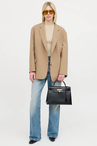 Hermès1990 Noir Box Kelly 32 Sellier Bag