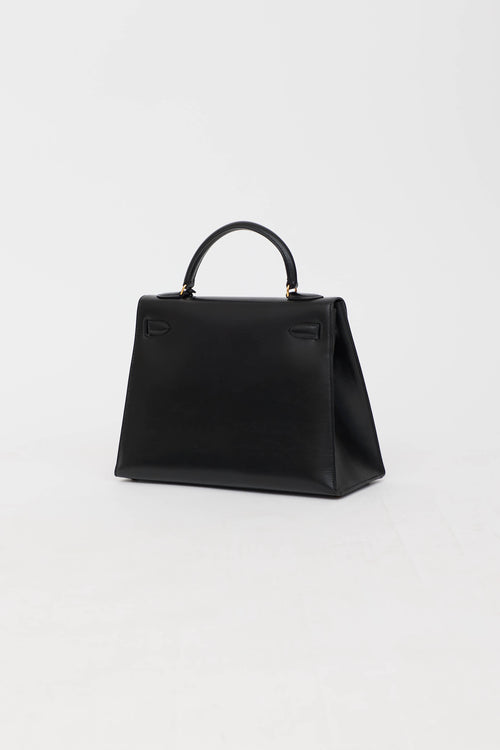 Hermès1995 Noir Box Kelly 32 Sellier Bag