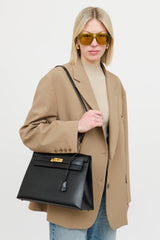 Hermès1992 Noir Box Kelly 32 Sellier Bag