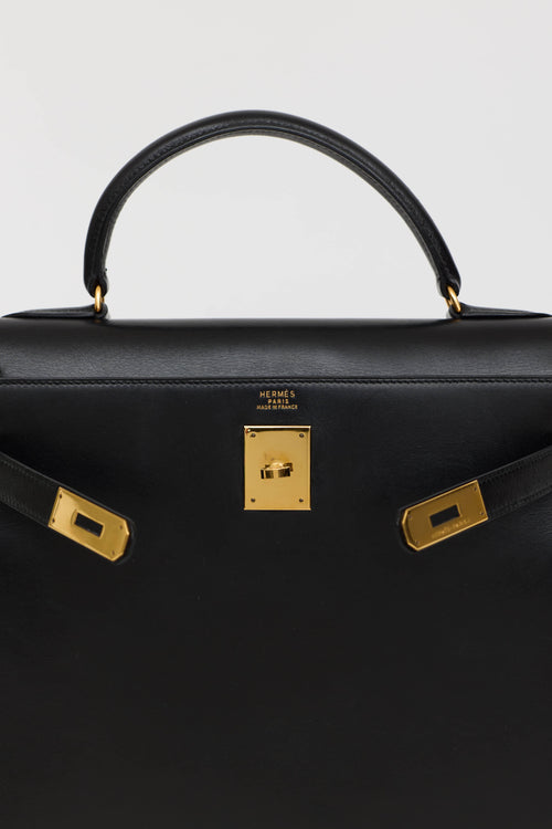 Hermès1999 Noir Box Kelly 32 Sellier Bag