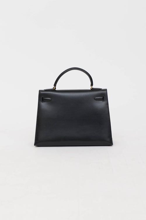 Hermès1991 Noir Box Kelly 32 Sellier Bag