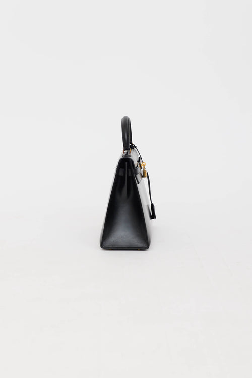 Hermès1994 Noir Box Kelly 32 Sellier Bag
