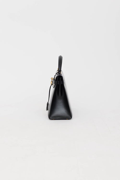 Hermès1996 Noir Box Kelly 32 Sellier Bag