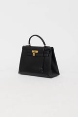 Hermès1993 Noir Box Kelly 32 Sellier Bag