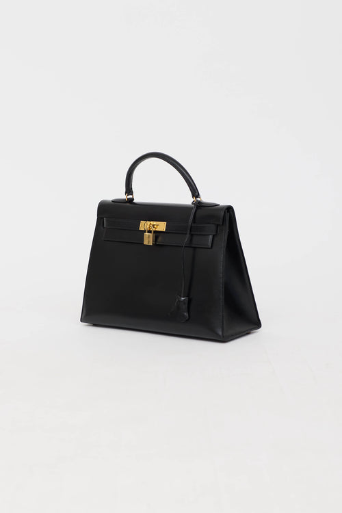 Hermès1993 Noir Box Kelly 32 Sellier Bag