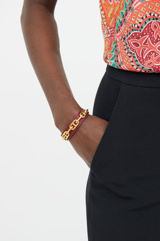 Hermès Brown Chaine D'ancre Leather Cuff
