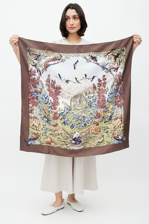 Hermès Brown & Multi Silk Sichuan Scarf