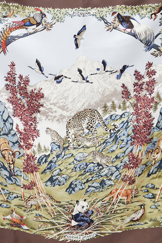 Hermès Brown & Multi Silk Sichuan Scarf