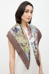 Hermès Brown & Multi Silk Sichuan Scarf