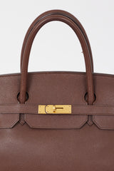 Hermès 1999 Havane Evergrain Leather & Gold Birkin 40 Bag