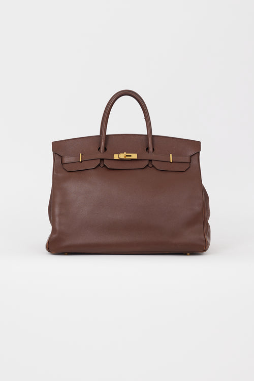 Hermès 1999 Havane Evergrain Leather & Gold Birkin 40 Bag