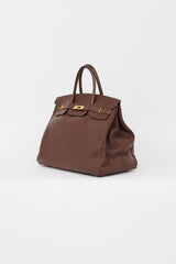 Hermès 1999 Havane Evergrain Leather & Gold Birkin 40 Bag