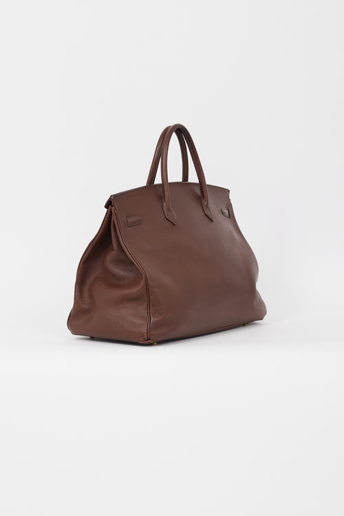 Hermès 1999 Havane Evergrain Leather & Gold Birkin 40 Bag