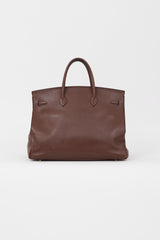 Hermès 1999 Havane Evergrain Leather & Gold Birkin 40 Bag