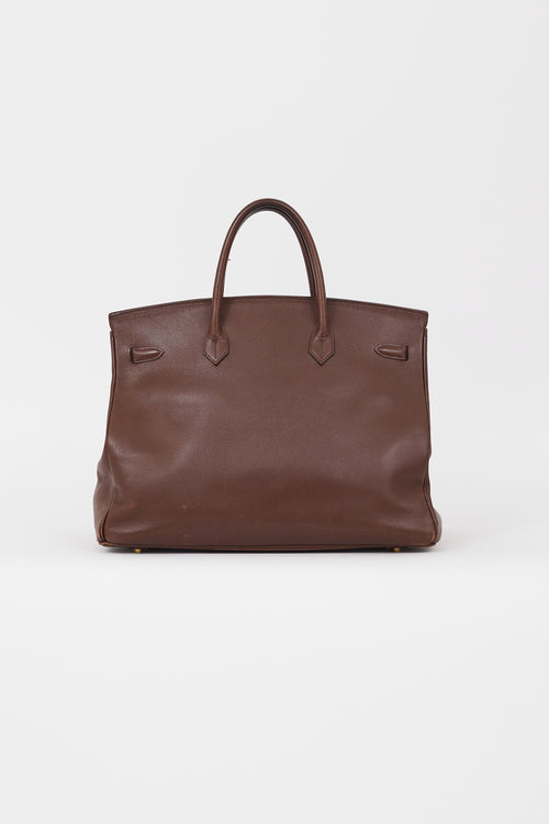 Hermès 1999 Havane Evergrain Leather & Gold Birkin 40 Bag