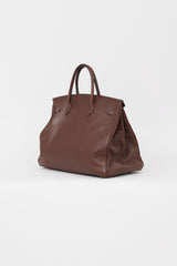 Hermès 1999 Havane Evergrain Leather & Gold Birkin 40 Bag