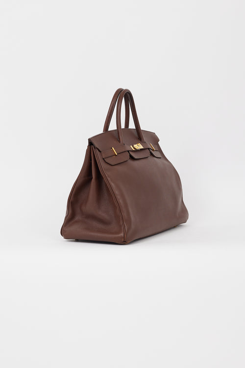 Hermès 1999 Havane Evergrain Leather & Gold Birkin 40 Bag