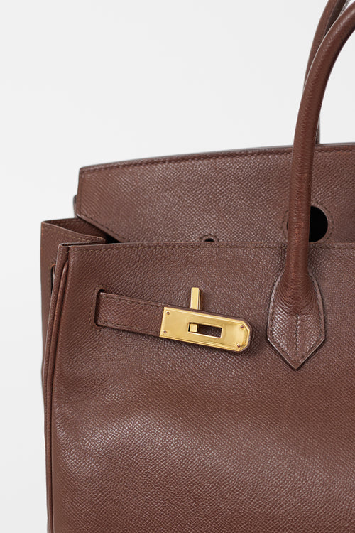 Hermès 1999 Havane Evergrain Leather & Gold Birkin 40 Bag