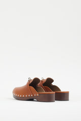 Hermès Brown Leather Carlotta Mule