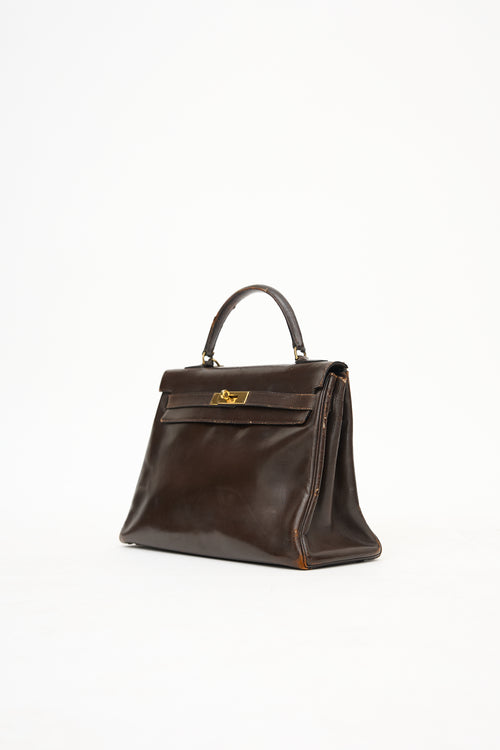 1971 Chocolate Box Leather Kelly Retourne 32 Bag