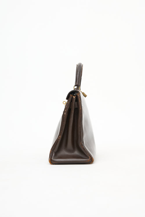 1971 Chocolate Box Leather Kelly Retourne 32 Bag