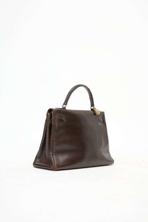 1971 Chocolate Box Leather Kelly Retourne 32 Bag