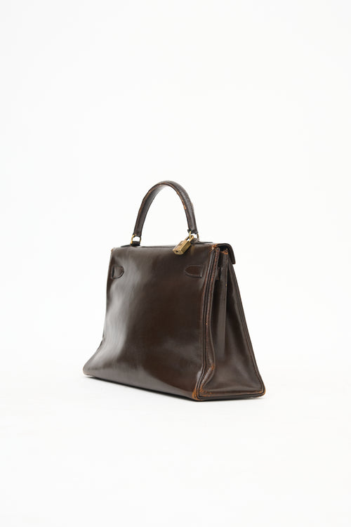 1971 Chocolate Box Leather Kelly Retourne 32 Bag