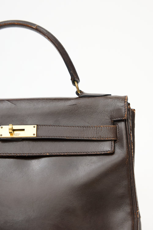 1971 Chocolate Box Leather Kelly Retourne 32 Bag