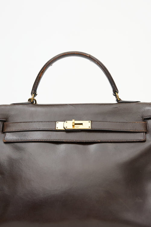 1971 Chocolate Box Leather Kelly Retourne 32 Bag