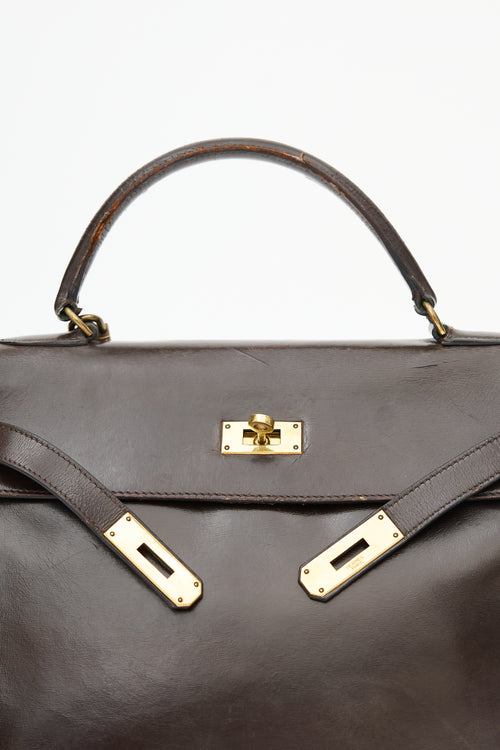 1971 Chocolate Box Leather Kelly Retourne 32 Bag