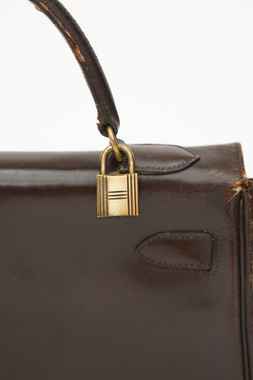 1971 Chocolate Box Leather Kelly Retourne 32 Bag