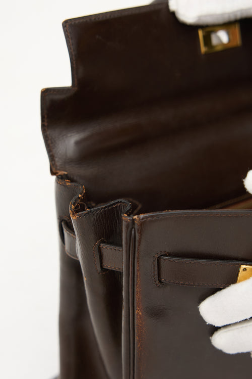 1971 Chocolate Box Leather Kelly Retourne 32 Bag