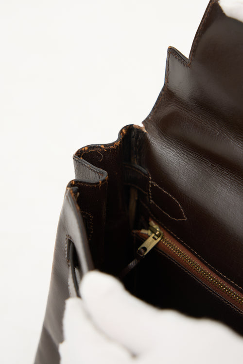 1971 Chocolate Box Leather Kelly Retourne 32 Bag